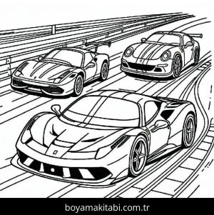 Ferrari boyama sayfası – eğlenceli etkinlik, el becerilerini geliştirir