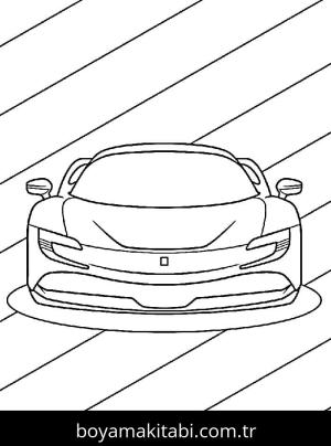 Ferrari boyama sayfası – el becerilerini geliştirir, boyama çalışması
