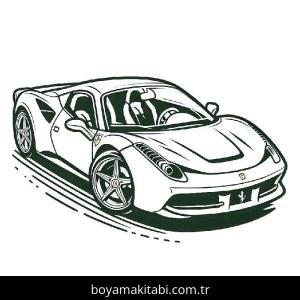 Ferrari boyama sayfası – çizgi film temalı, basit çizim