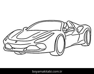 Ferrari boyama sayfası – sevimli karakter, sanatsal çalışma
