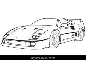 Ferrari boyama sayfası – renkli çizimler, okul öncesi