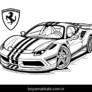 Ferrari boyama sayfası – çocuklar için, çizgi film temalı