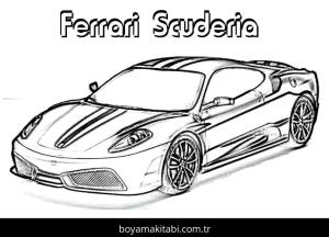 Ferrari boyama sayfası – çizgi film temalı, basit çizim