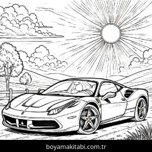 Ferrari boyama sayfası – boyama etkinliği, çocuk aktivitesi