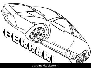 Ferrari boyama sayfası – renkli çizimler, okul öncesi
