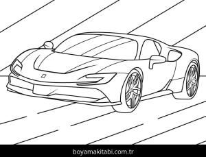 Ferrari boyama sayfası – evde etkinlik, ücretsiz yazdır