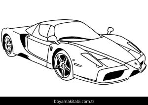 Ferrari boyama sayfası – basit çizim, kolay boyama