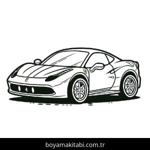 Ferrari boyama sayfası – sevimli karakter, sanatsal çalışma