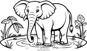 Fil boyama sayfası – boyama etkinliği, çocuk aktivitesi
