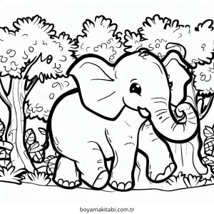 Fil boyama sayfası – çocuklar için, çizgi film temalı