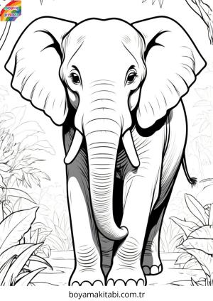 Fil boyama sayfası – çocuk aktivitesi, PDF indir