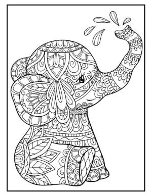 Fil boyama sayfası, Elephants coloring page, Mandala Oturan Bebek Fil, 