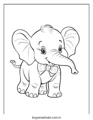 Fil boyama sayfası – PDF indir, sevimli karakter