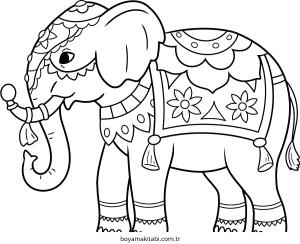 Fil boyama sayfası – keyifli zaman, renkli çizimler