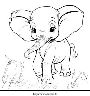Fil boyama sayfası – renkli çizimler, okul öncesi