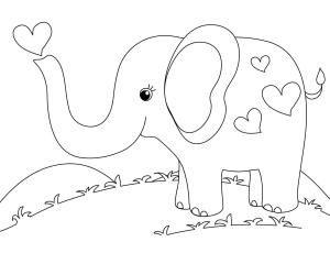 Fil boyama sayfası, Elephants coloring page, Kalbi olan Fil, 