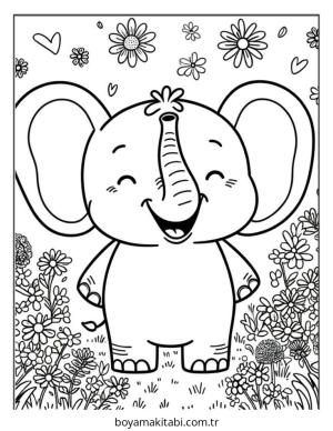 Fil boyama sayfası – kolay boyama, eğitici aktivite