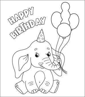 Fil boyama sayfası, Elephants coloring page, , elephants happy birthday with elephant 