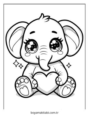 Fil boyama sayfası – çizgi film temalı, basit çizim