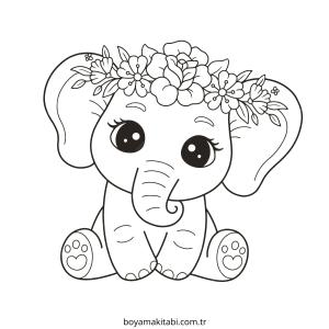 Fil boyama sayfası – çocuklar için, çizgi film temalı