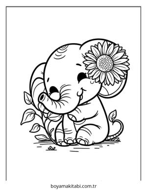 Fil boyama sayfası – çocuklar için, çizgi film temalı