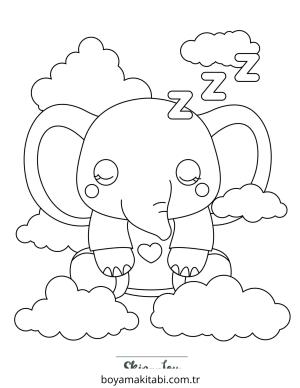 Fil boyama sayfası – el becerilerini geliştirir, boyama çalışması