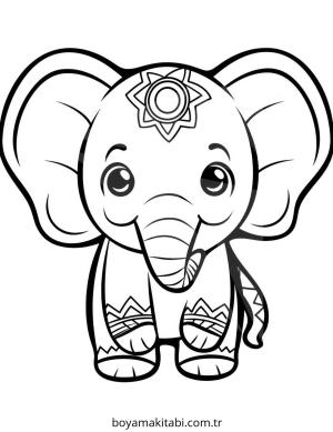 Fil boyama sayfası – çizgi film temalı, basit çizim