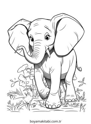 Fil boyama sayfası – kolay boyama, eğitici aktivite