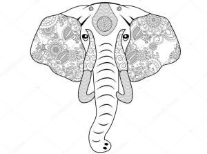 Fil boyama sayfası, Elephants coloring page, Fil Kafası, 