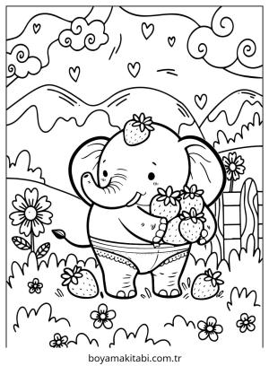 Fil boyama sayfası – keyifli zaman, renkli çizimler