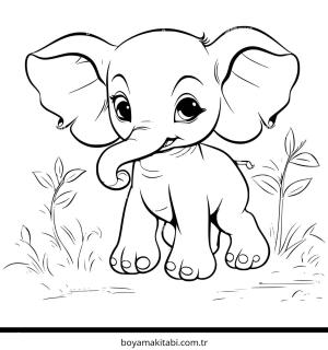 Fil boyama sayfası – boyama etkinliği, çocuk aktivitesi