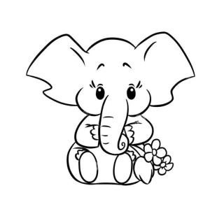 Fil boyama sayfası, Elephants coloring page, Oturan Bebek Fil, 