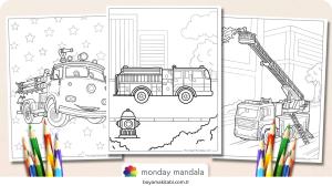 Fire Truck boyama sayfası – boyama çalışması, yaratıcılığı geliştirir