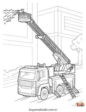 Fire Truck boyama sayfası – basit çizim, kolay boyama