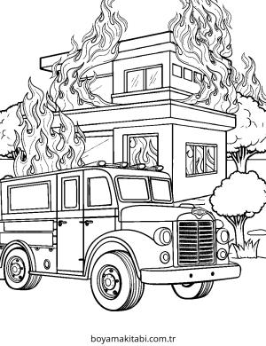 Fire Truck boyama sayfası – evde etkinlik, ücretsiz yazdır