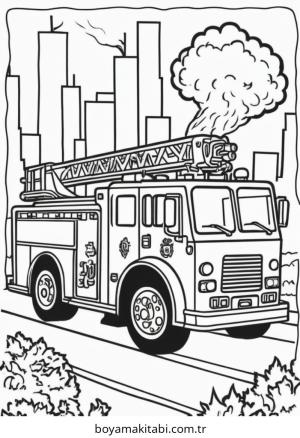 Fire Truck boyama sayfası – sanatsal çalışma, çocuklar için