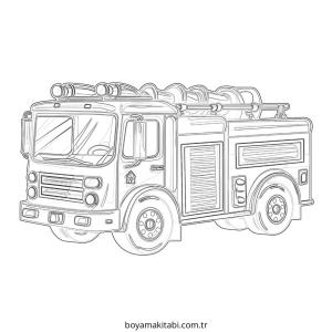 Fire Truck boyama sayfası – kolay boyama, eğitici aktivite