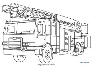Fire Truck boyama sayfası – sanatsal çalışma, çocuklar için