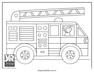 Fire Truck boyama sayfası – çocuk aktivitesi, PDF indir