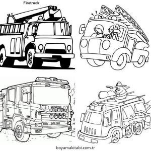 Fire Truck boyama sayfası – yaratıcılığı geliştirir, keyifli zaman