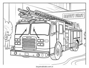 Fire Truck boyama sayfası – boyama çalışması, yaratıcılığı geliştirir