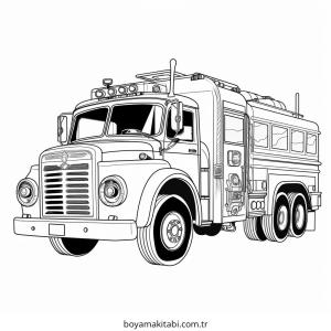 Fire Truck boyama sayfası – sevimli karakter, sanatsal çalışma