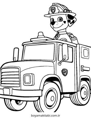 Fire Truck boyama sayfası – PDF indir, sevimli karakter