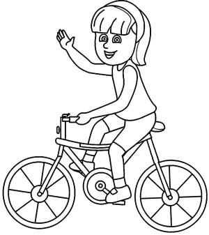 Fitness boyama sayfası,  coloring page, , Girl Riding Bike