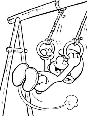 Fitness boyama sayfası,  coloring page, , Smurf Exercising