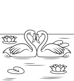 Flamingo boyama sayfası,  coloring page, Kalp oluşturan iki Flamingo, 