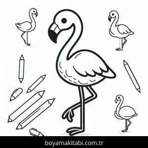 Flamingo boyama sayfası – evde etkinlik, ücretsiz yazdır