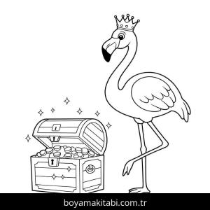 Flamingo boyama sayfası – kolay boyama, eğitici aktivite