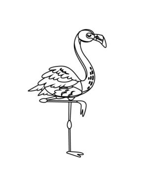 Flamingo boyama sayfası,  coloring page, Bacak Bükülmüş Flamingo, 