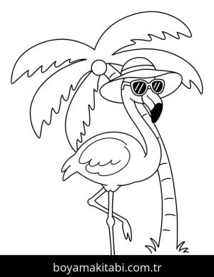 Flamingo boyama sayfası – çocuk aktivitesi, PDF indir